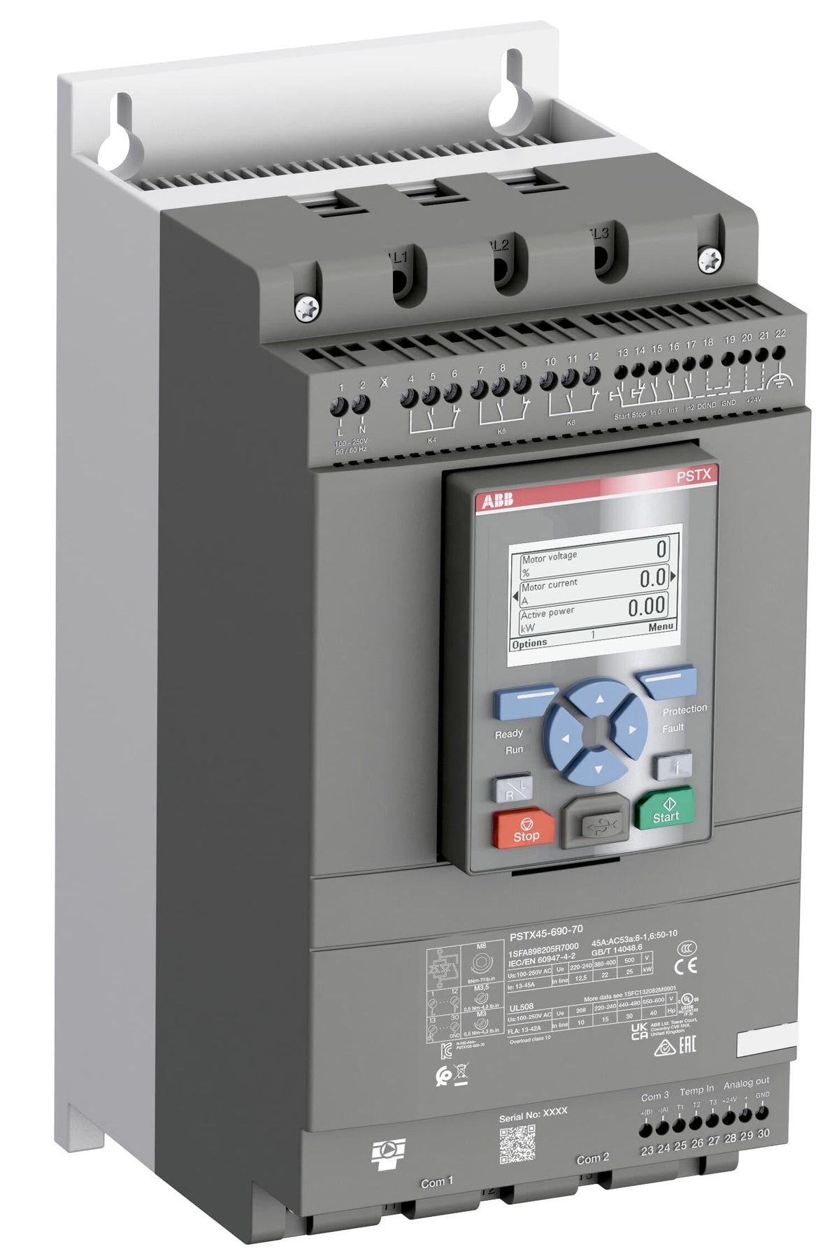 ABB PSTX softstarter for industrial motor starting and protection
