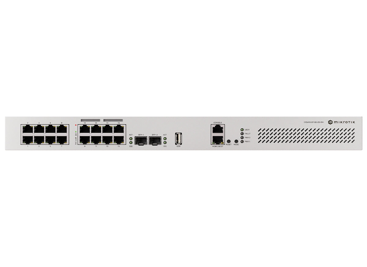 MikroTik CRS418P Cloud Router Switch 16 Port with 8 PoE 150W 2SFP+ product image