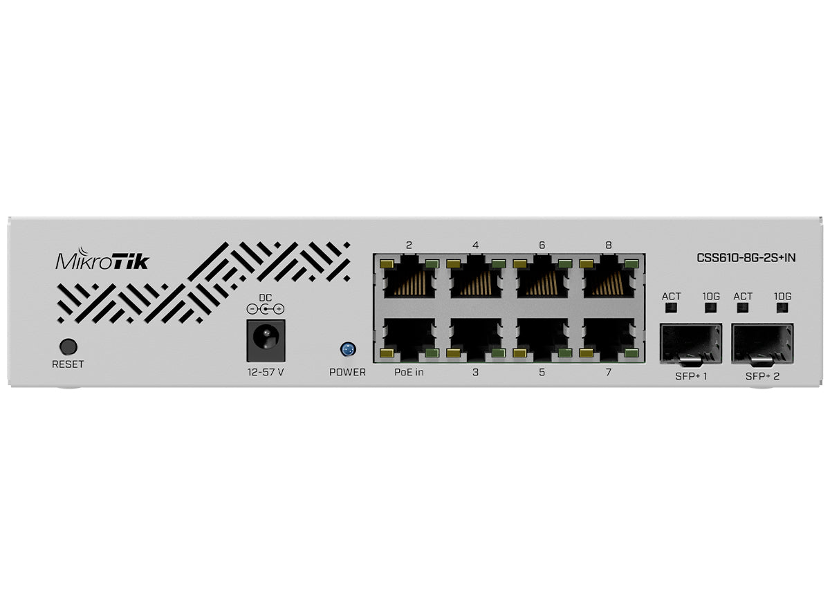 MikroTik CSS610 SwOS Lite Cloud Smart Switch 8 Port Gigabit 2SFP+ PoE Input product image