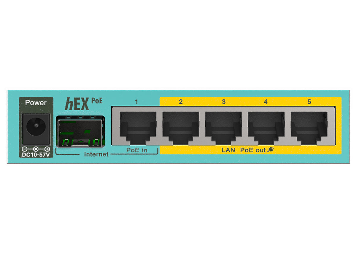 MikroTik HEXPOE hEX PoE 5 Port Gigabit 1SFP PoE Out Desktop Router product image