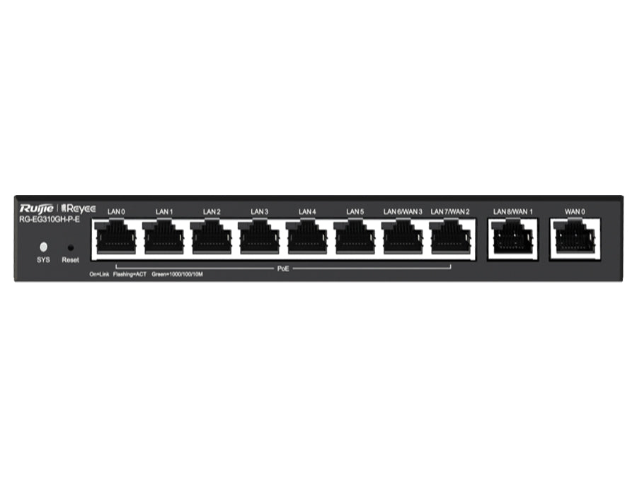 Reyee RG-EG310GP 10 Port Gigabit 4 WAN 8 PoE 110W 300 User Cloud Router product image