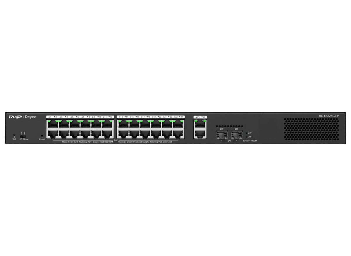 Reyee RG-ES228GP 26 Port Gigabit with 24 PoE 370W 2SFP Smart Managed Switch product image