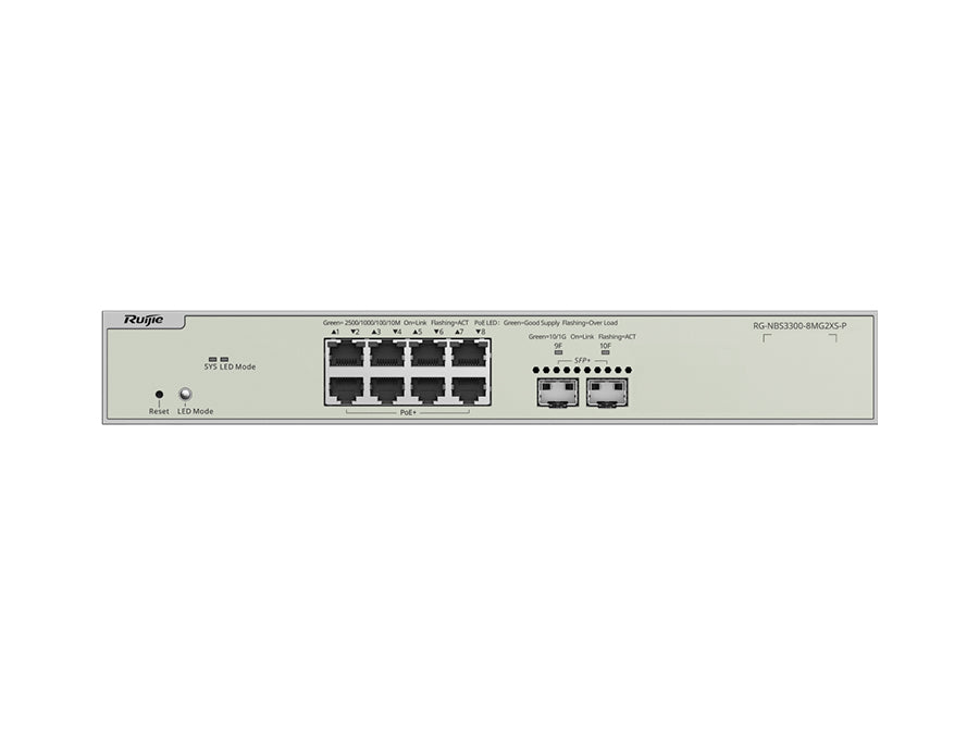 Reyee RG-NBS8P2XS 8 Port 2.5Gbps PoE 240W 2SFP+ Layer 2+ Smart Managed Switch product image