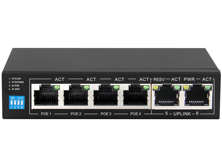 SPS-4F2F 6 Port Fast Ethernet 4 PoE 60W Switch product image