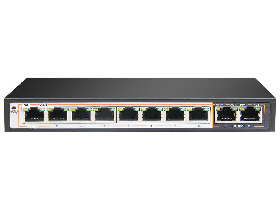SPS-8F2G 8 Port Fast Ethernet PoE 96W 2 Gigabit Switch product image