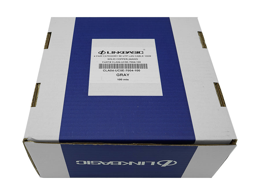 Linkbasic 100m Box Cat5e Solid Grey UTP Cable - Linkbasic UTP-100