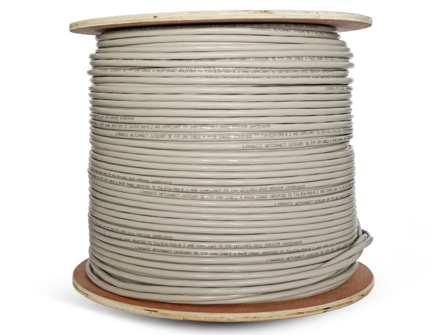 Linkbasic 305m Drum Cat5e Solid Shielded Grey FTP Cable - Linkbasic UTP-305S
