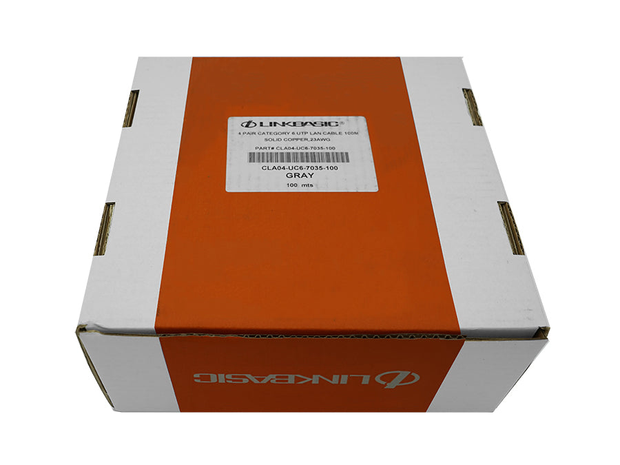 Linkbasic 100m Box Cat6 Solid Grey UTP Cable - Linkbasic UTP-6100