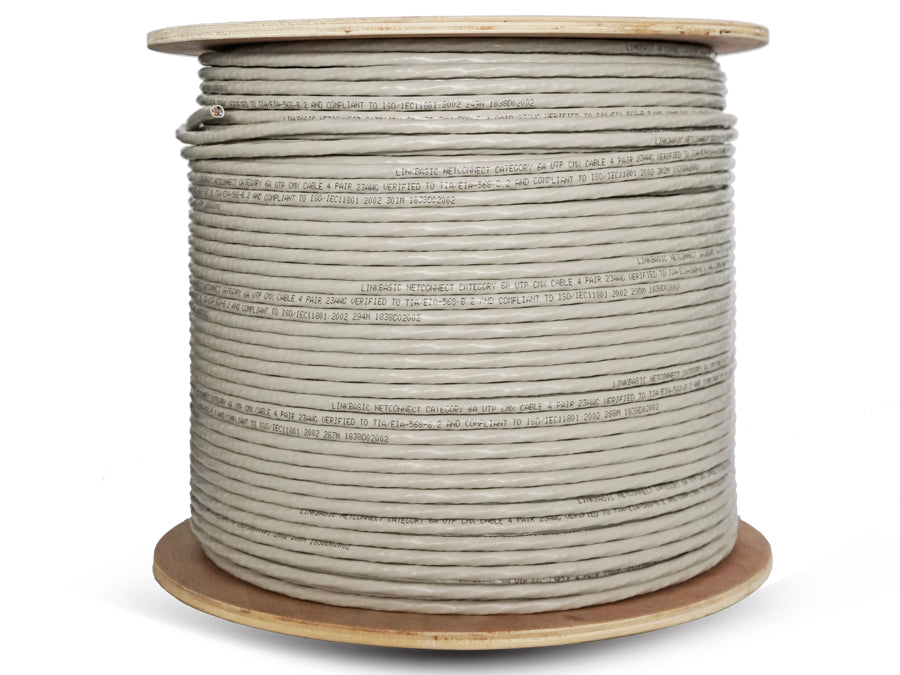 Linkbasic 305m Drum Cat6a Solid Grey UTP Cable - Linkbasic UTP-6305A
