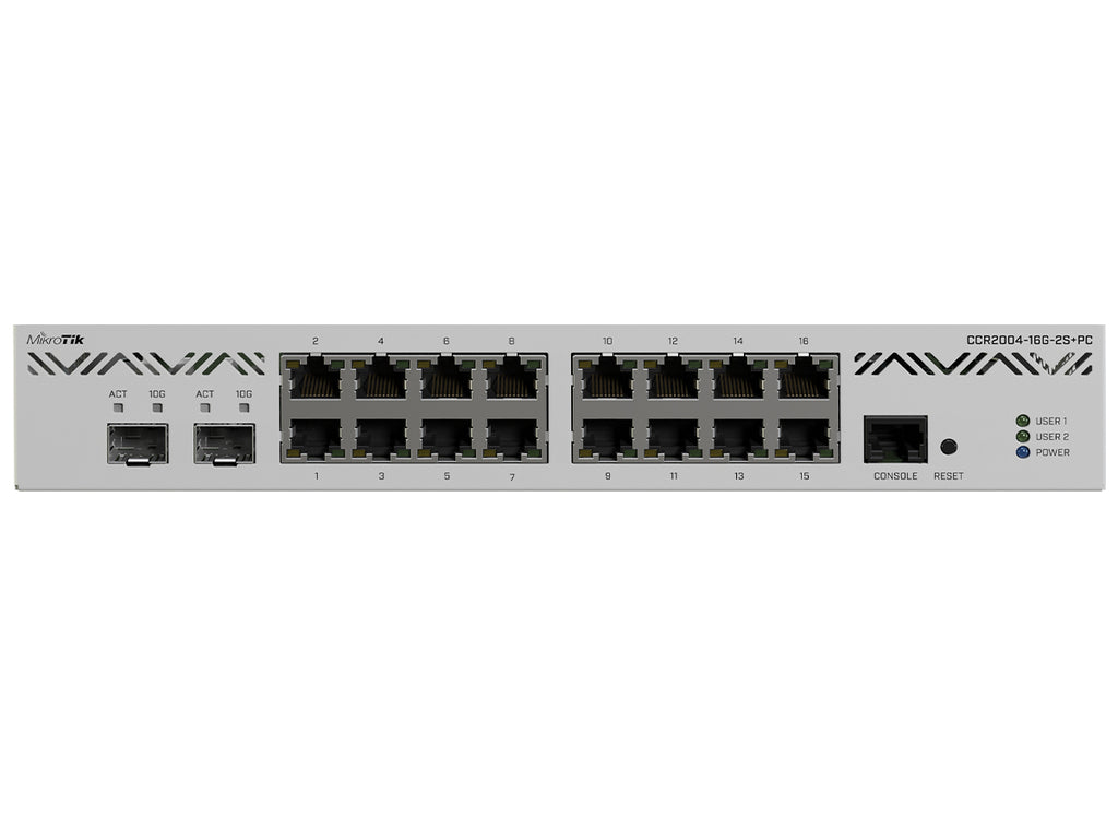 MikroTik CCR2004PC Cloud Core 16 Port Gigabit 2SFP+ Passive Cooling Router – product view 2