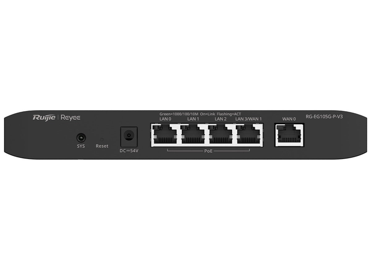 Reyee RG-EG105GP 5 Port Gigabit 2 WAN 4 PoE 54W 100 User Cloud Router – product view 2