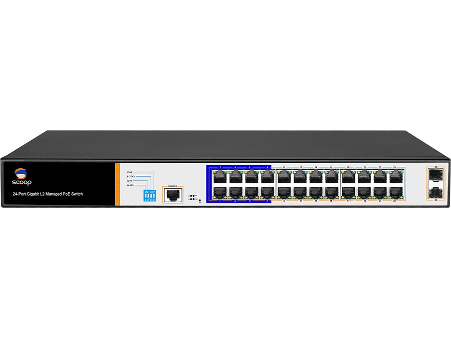 SPS-24G2S 24 Port Gigabit PoE 250W 2SFP Switch – product view 2
